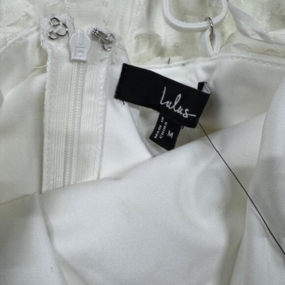 NWT Lulus Delightful Charisma White Embroidered Sequin Mesh Midi Dress​ - Picture 6 of 8